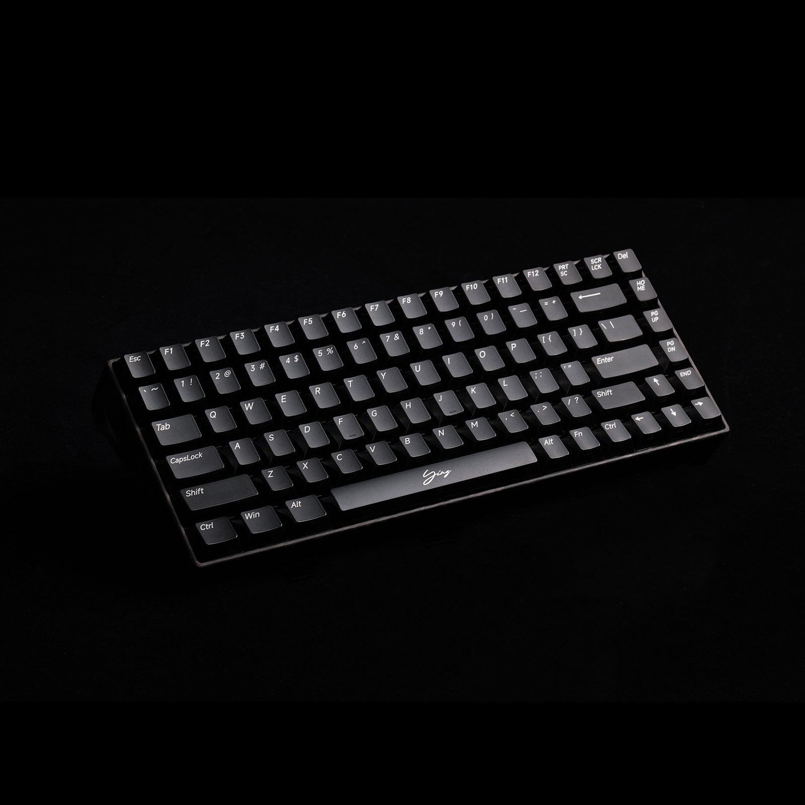 YING75 Forged Carbon Fiber Keyboard with sleek black design for enhanced gaming and typing experience, featuring WLMOUSE technology.