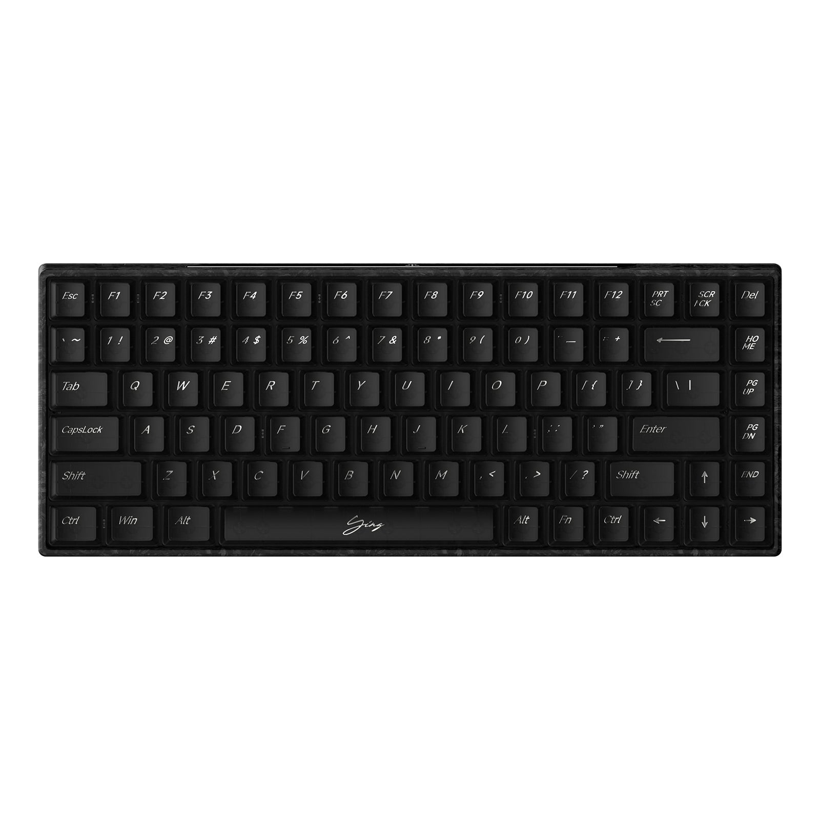 YING75 Forged Carbon Fiber Keyboard featuring WLMOUSE design, sleek black layout with functional keys for optimal performance.