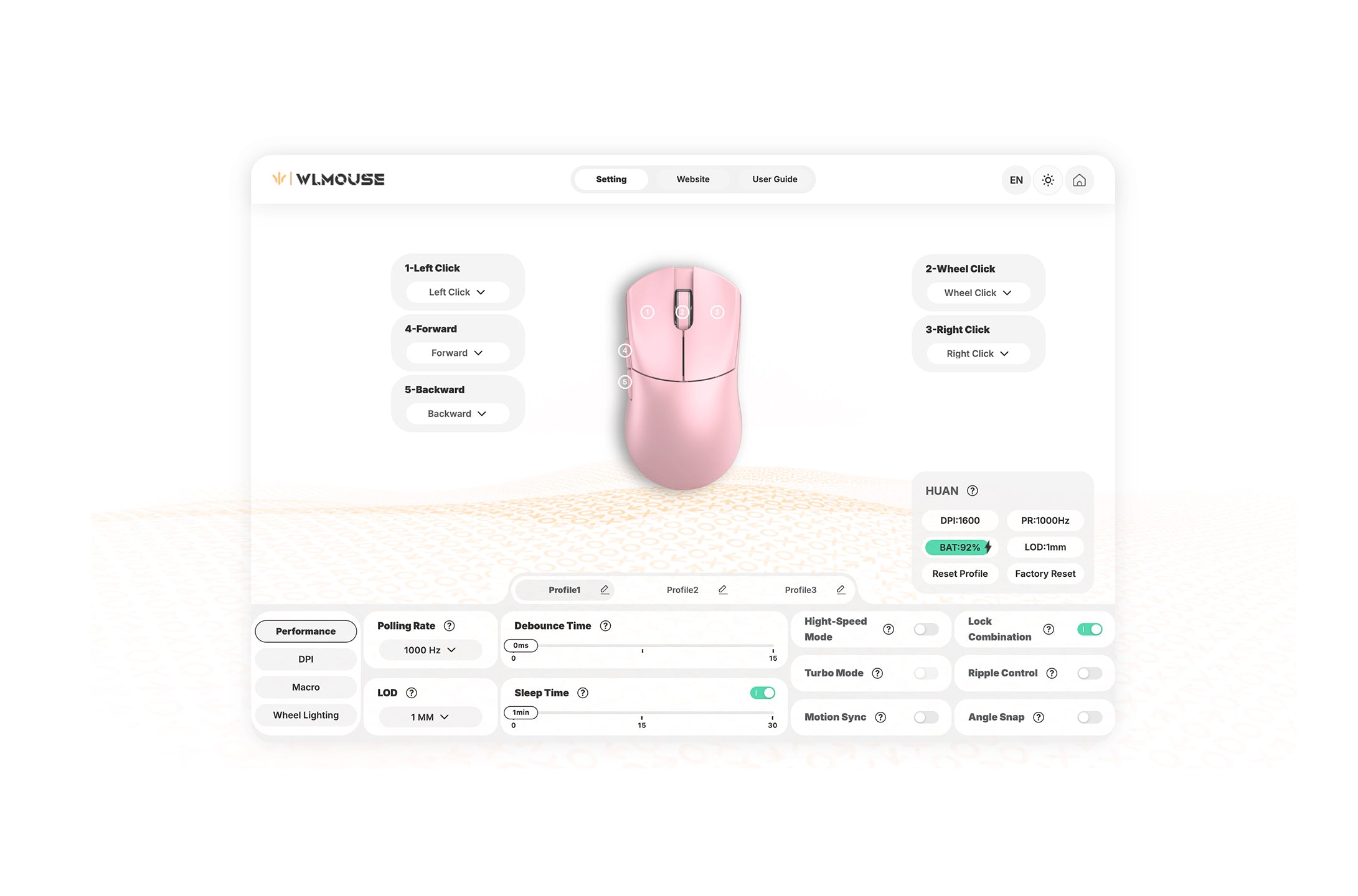 HUAN 8K Wireless Gaming Mouse – Celadon | WLMOUSE